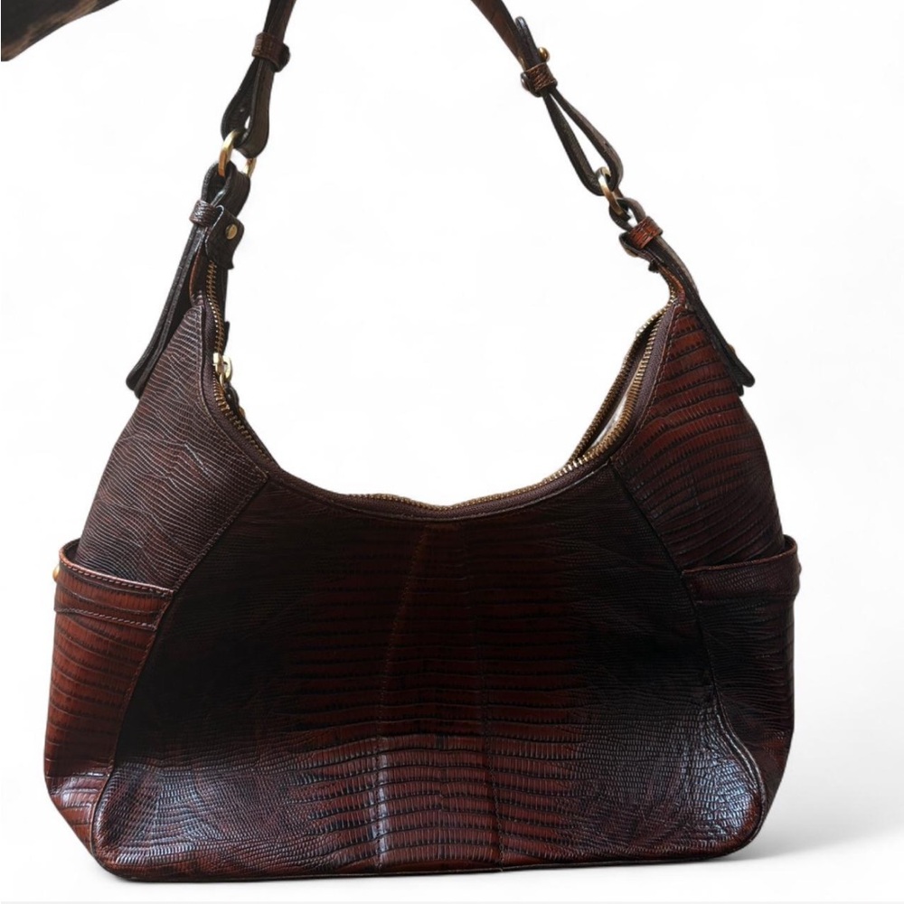 Brahmin brown leather hobo shoulder bag